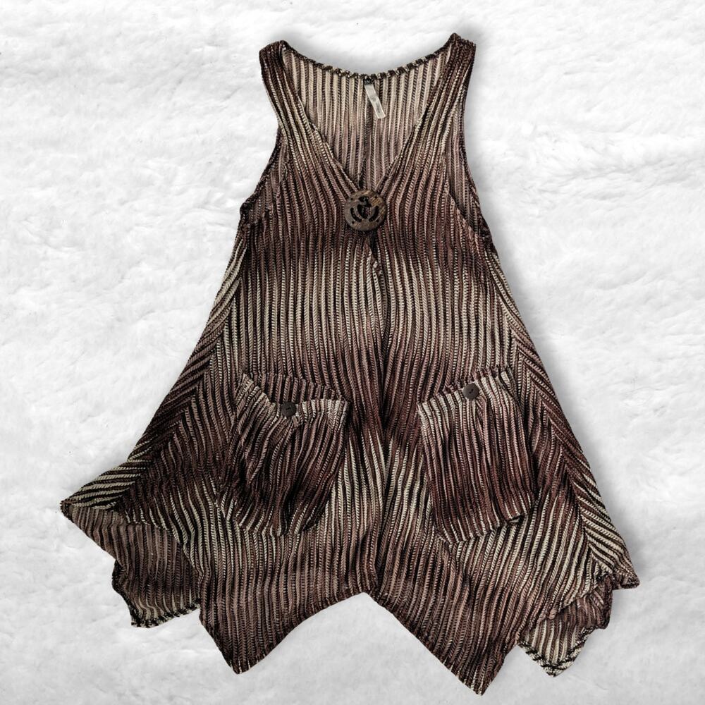 vintage paradise brown striped fairy hem swim cover up